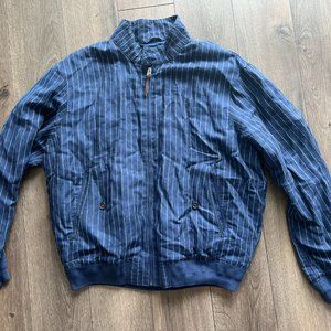 Polo by Ralph Lauren Pinstripe Linen-Blend Twill Navy Blue Jacket Mens XL